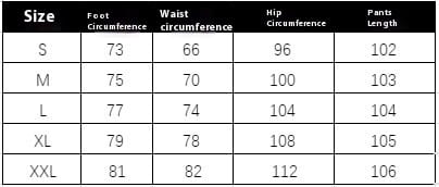 Le tableau des tailles pour les jeans en denim à taille haute, jambe large, avec franges, indique des mesures en pouces pour les tailles S à XXL.