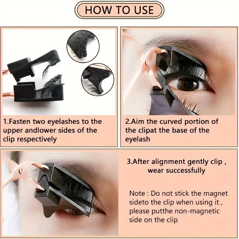 Schwarze Kunststoff-Wimpernklammer mit magnetischem Verschluss für eine präzise Anwendung, enthalten in 3D-Magnet-Wimpern mit professionellem Applikator-Set.