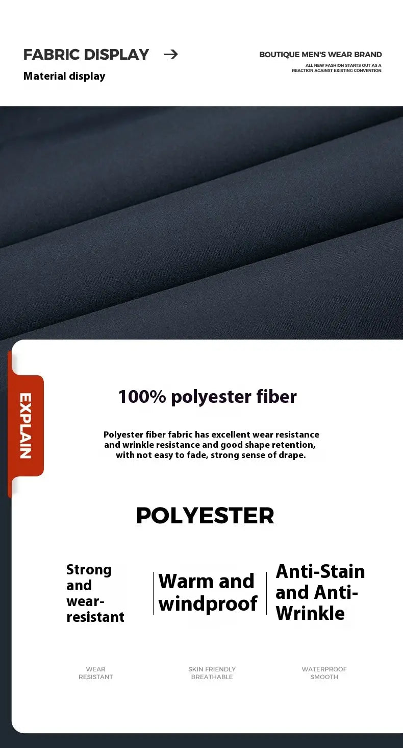 Chaqueta acolchada térmica con capucha de invierno negra confeccionada con tejido de fibra de poliéster negra al 100 %, con textura lisa, cálida y resistente al viento