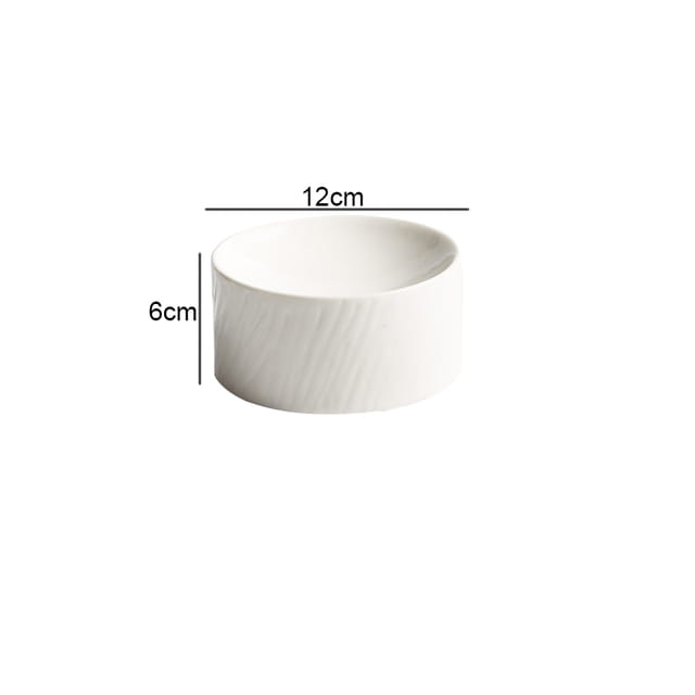 White ceramic appetizer bowl set featuring a matte textured finish with a subtle textured surface measuring 12cm in diameter and 6cm tall.