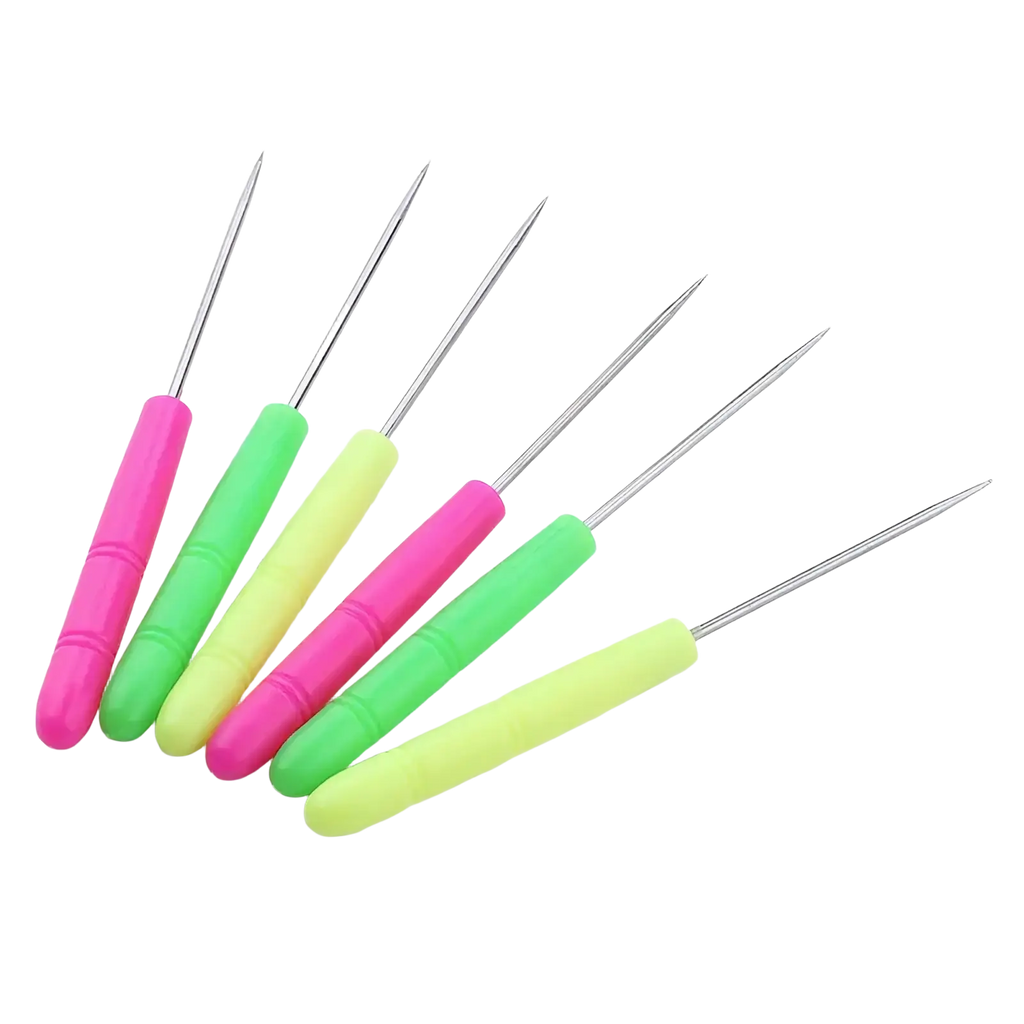 Set of colorful plastic-handled knitting needles with metallic tips for beading awl tool stainless steel jewelry making