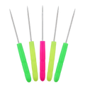 Set of five colorful plastic-handled stainless steel beading awl tools for jewelry making with metallic tips