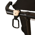 Bear stroller hooks pu leather bag hanger with a cute beige bear-shaped handle attachment and black carabiner strap