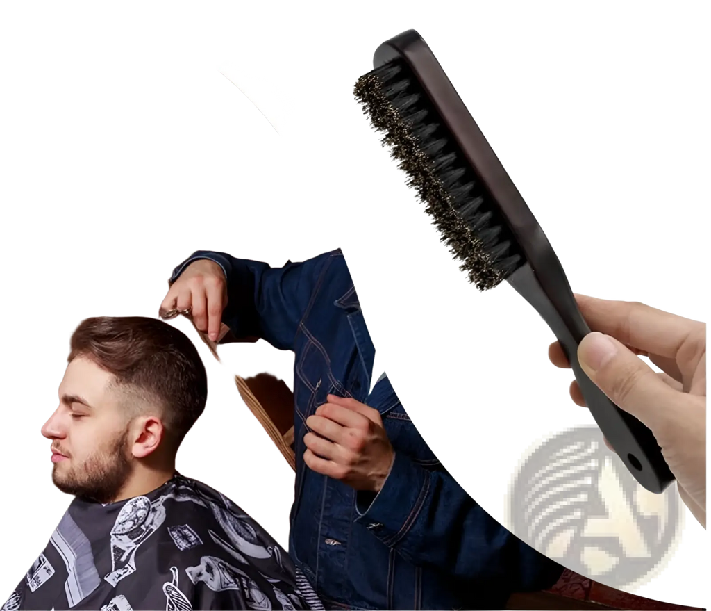 Black plastic comb with dense stiff bristles for grooming or styling hair in beard brush stiff pig bristle with wooden handle product