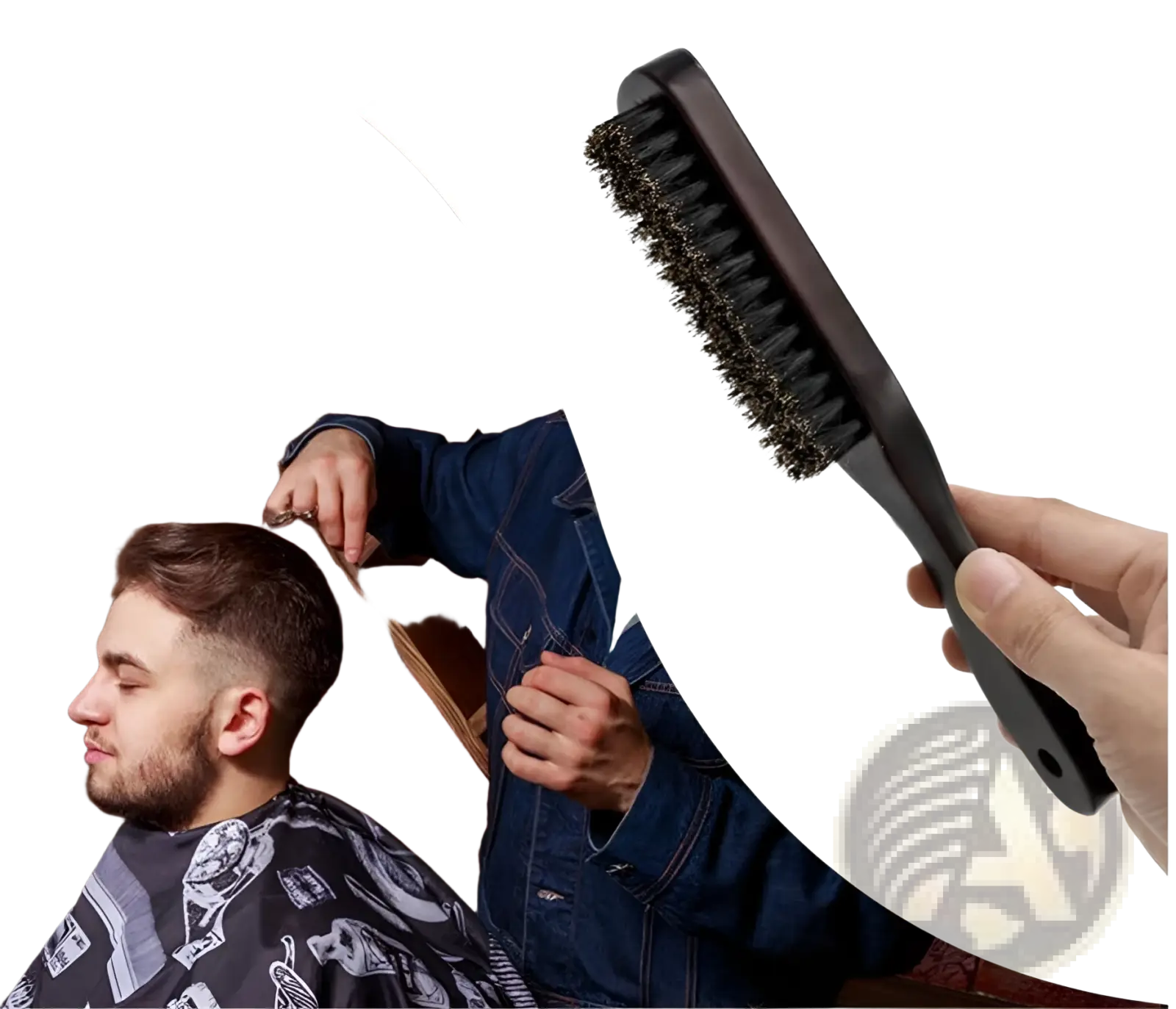 Black plastic comb with dense stiff bristles for grooming or styling hair in beard brush stiff pig bristle with wooden handle product