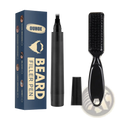 Black beard filler pen with fine tip and matching brush in navy blue ouhoe beard filler pen waterproof kit box
