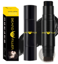 Black cylindrical beard filler stick with brush tip and gold branding for hair thickening and styling use