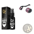 Black spray bottle of pure growth beard oil with white beard logo 30ml capacity for nourishing beard care