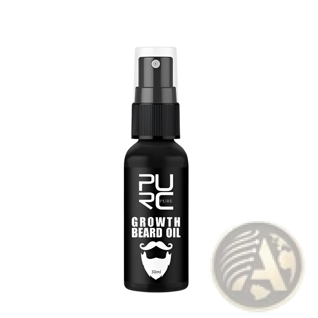 Black spray bottle of pure growth beard oil 30ml nourishing liquid for beard growth and care product