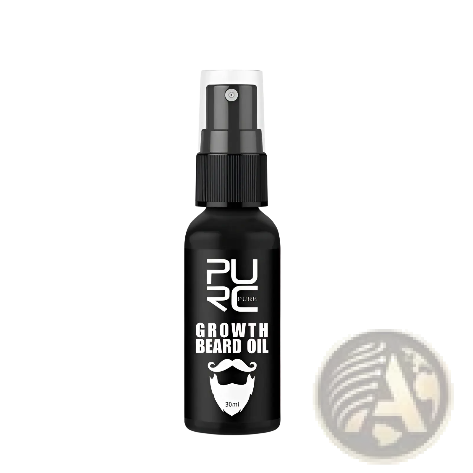 Black spray bottle of pure growth beard oil 30ml nourishing liquid for beard growth and care product