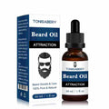 Tonisabery beard oil for skin softening and hydrating in a dark amber glass bottle with black dropper and blue white packaging