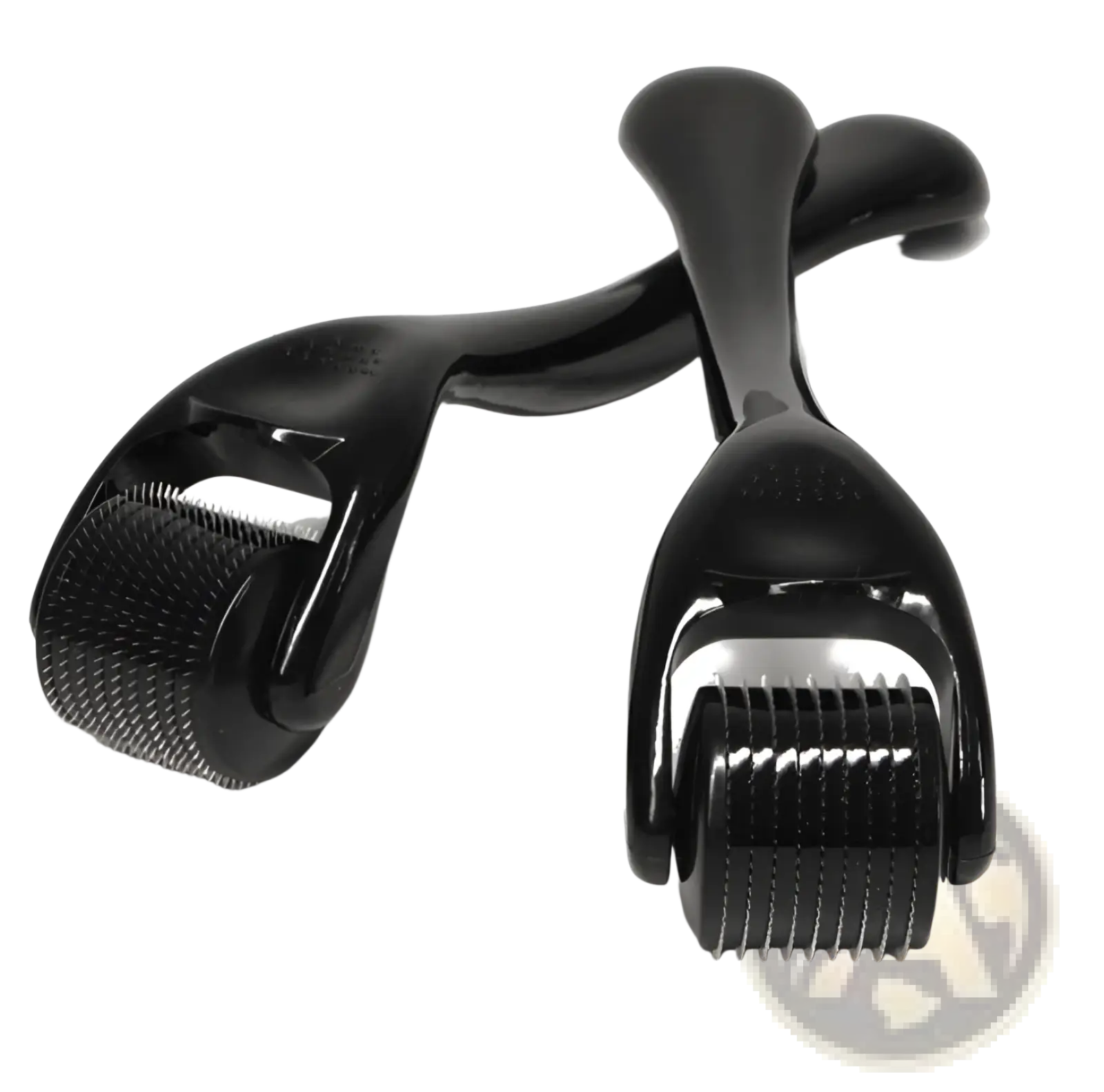 Black skin needling roller with glossy finish and fine needles for beard roller and oil set microneedle skin care kit