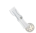 Clear plastic beard shaping template comb with serrated edge small metallic button and 360 degree rotation handle
