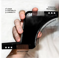Black plastic beard shaping tool and comb with integrated handle for precise symmetry measurement and trimming