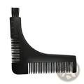 Black plastic beard shaping tool template with integrated comb and brush for precise grooming and styling