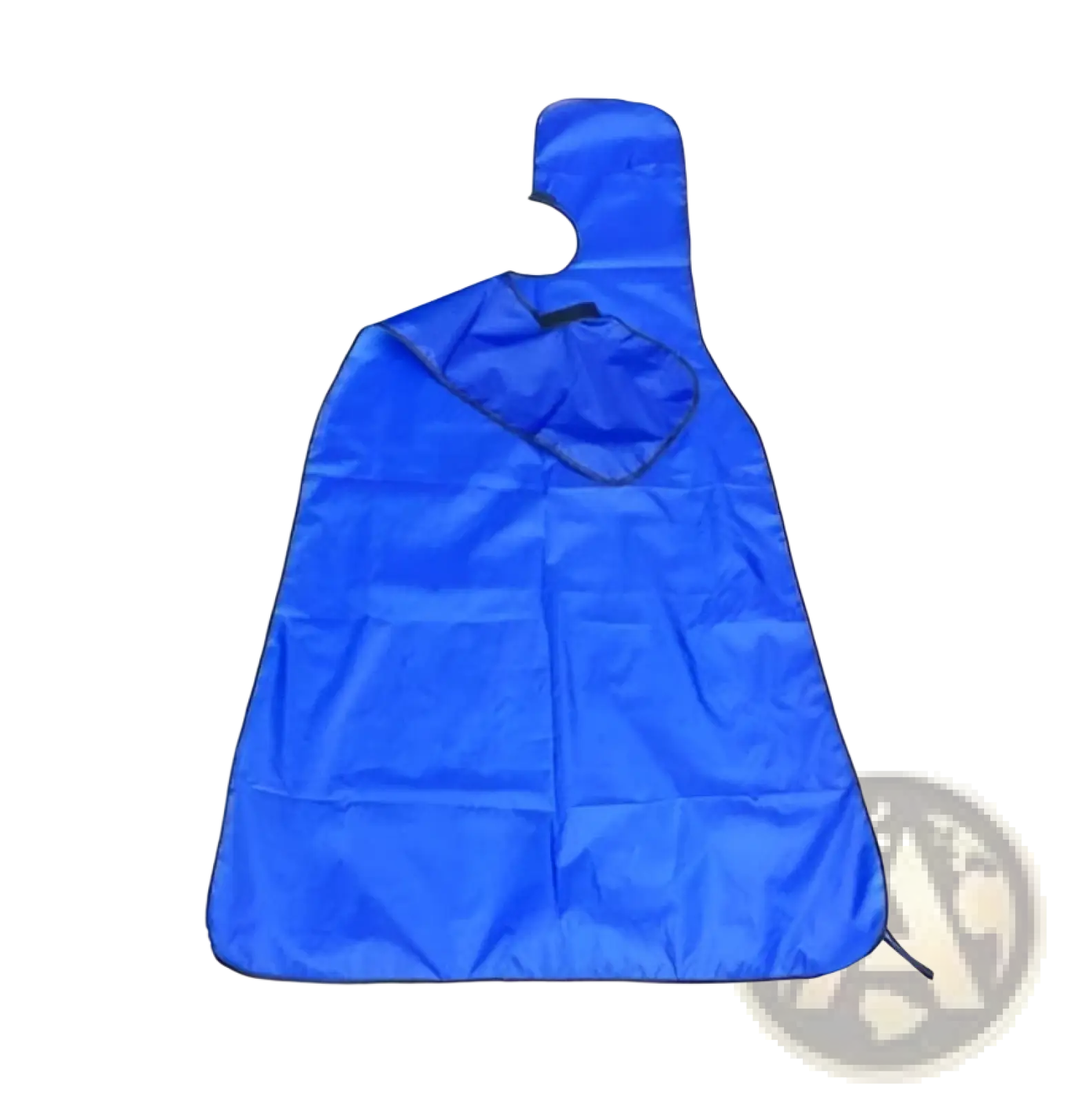 Blue waterproof beard shaving catcher apron with hood and adjustable drawstrings for hair grooming protection
