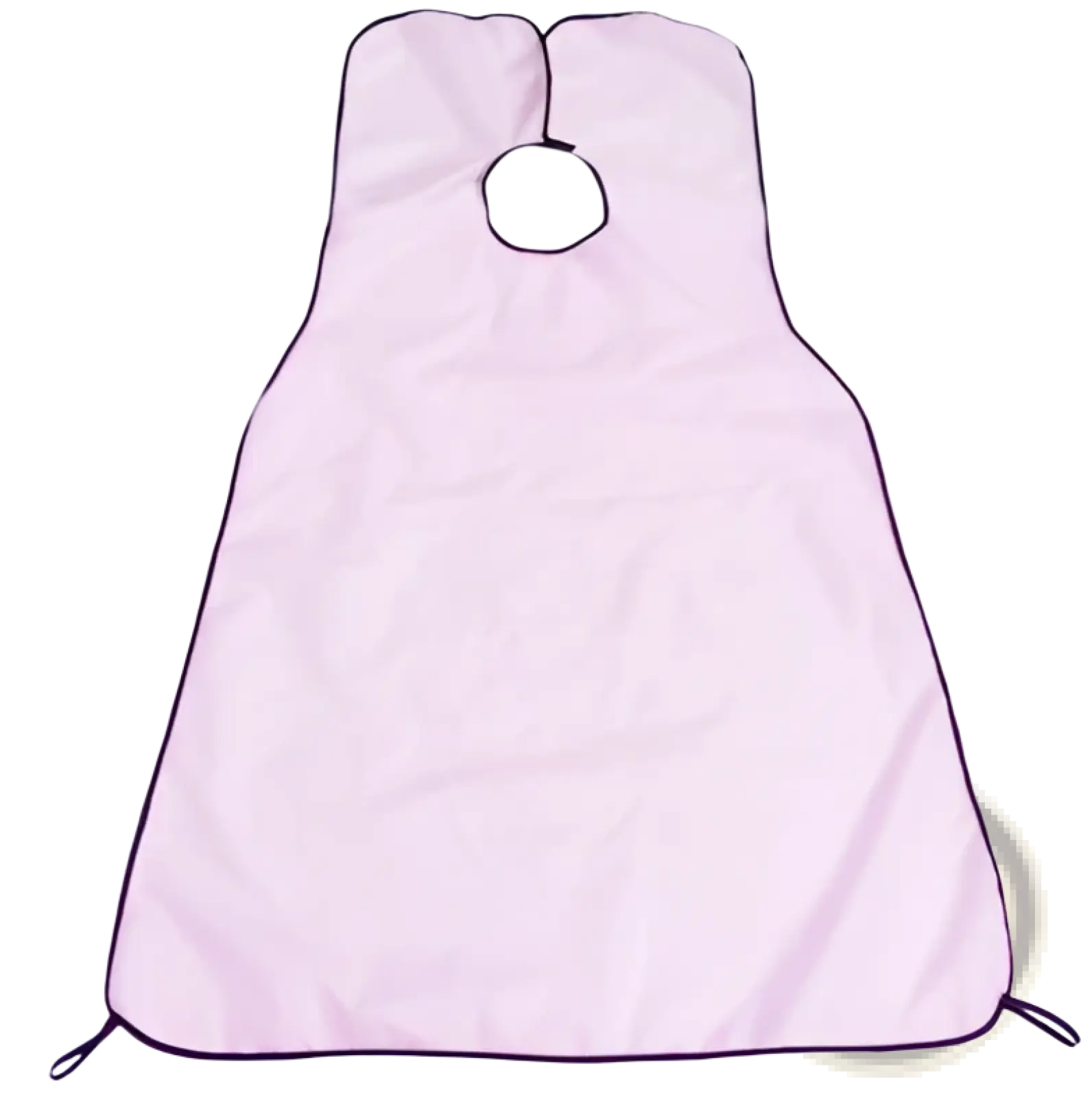 Pink fabric beard shaving catcher waterproof hair grooming apron with black trim and circular neck hole