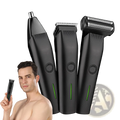 Black electric beard trimmer 3 in 1 mens grooming kit with nose ear trimmer body clipper and foil shaver with green lighting