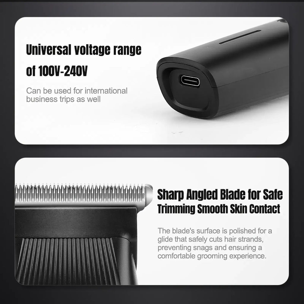 Black electric beard trimmer 3 in 1 mens hair clipper with sharp angled blade and universal voltage 100v-240v