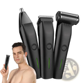 Black multi-tool electric beard trimmer 3 in 1 mens hair clipper grooming kit with nose trimmer body clipper and foil shaver