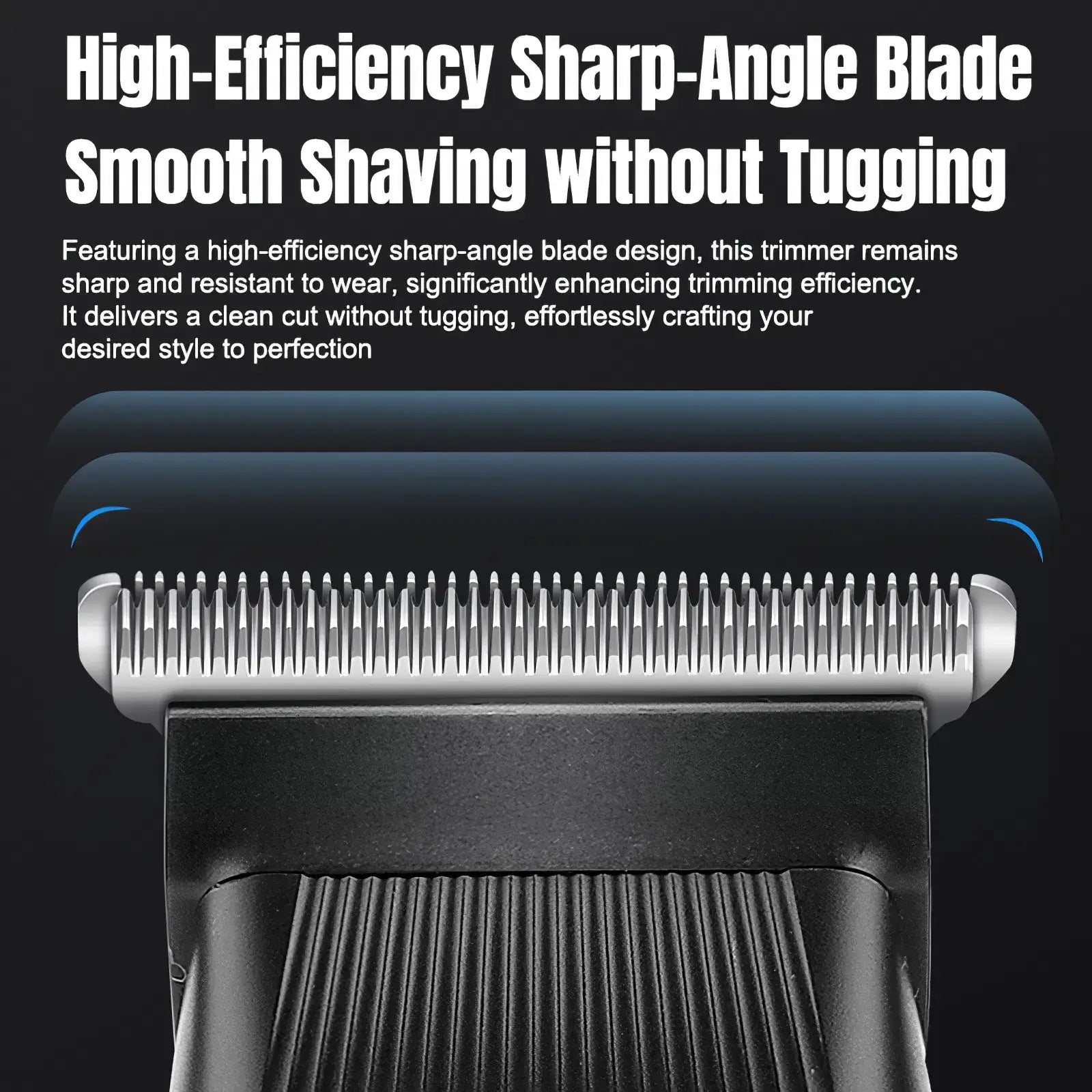 Black and silver 3 in 1 beard trimmer with high-efficiency sharp-angle blade for smooth shaving without tugging