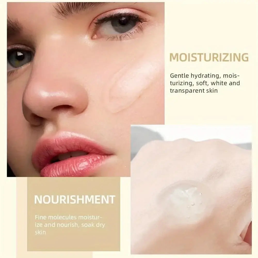 Beauty glazed makeup set liquid foundation primer features a glossy translucent serum with gentle hydration for radiant skin
