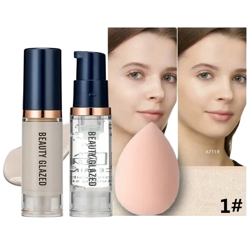 Pink silicone beauty blender sponge from beauty glazed makeup set for applying liquid foundation and primer