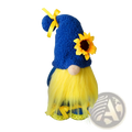 Blue and yellow plush bee gnome long leg faceless doll with sunflower decoration on hat for home decor