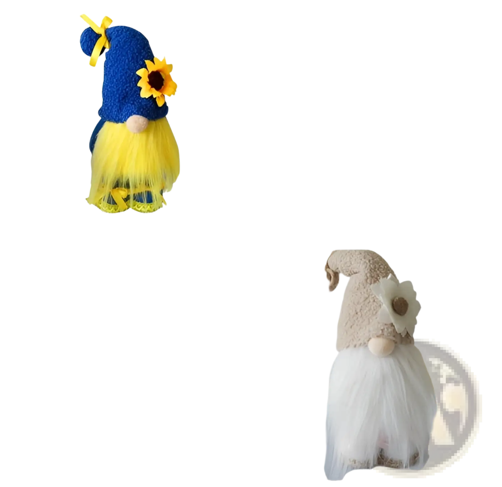 Blue and yellow fuzzy bee gnome plush long leg faceless doll with sunflower hat for home decor