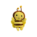 A bee stuffed animal plush toy with yellow and brown stripes soft fabric and embroidered facial features