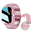 Rose gold metallic smartwatch with fitness and sleep tracking features includes metal link band and pink silicone strap