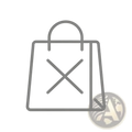 Gray line-art shopping bag icon with bold x mark displayed next to beige halter neck wide leg jumpsuit product image