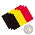 Set of three rectangular Belgian flag car stickers in black yellow and red made of waterproof PVC decals