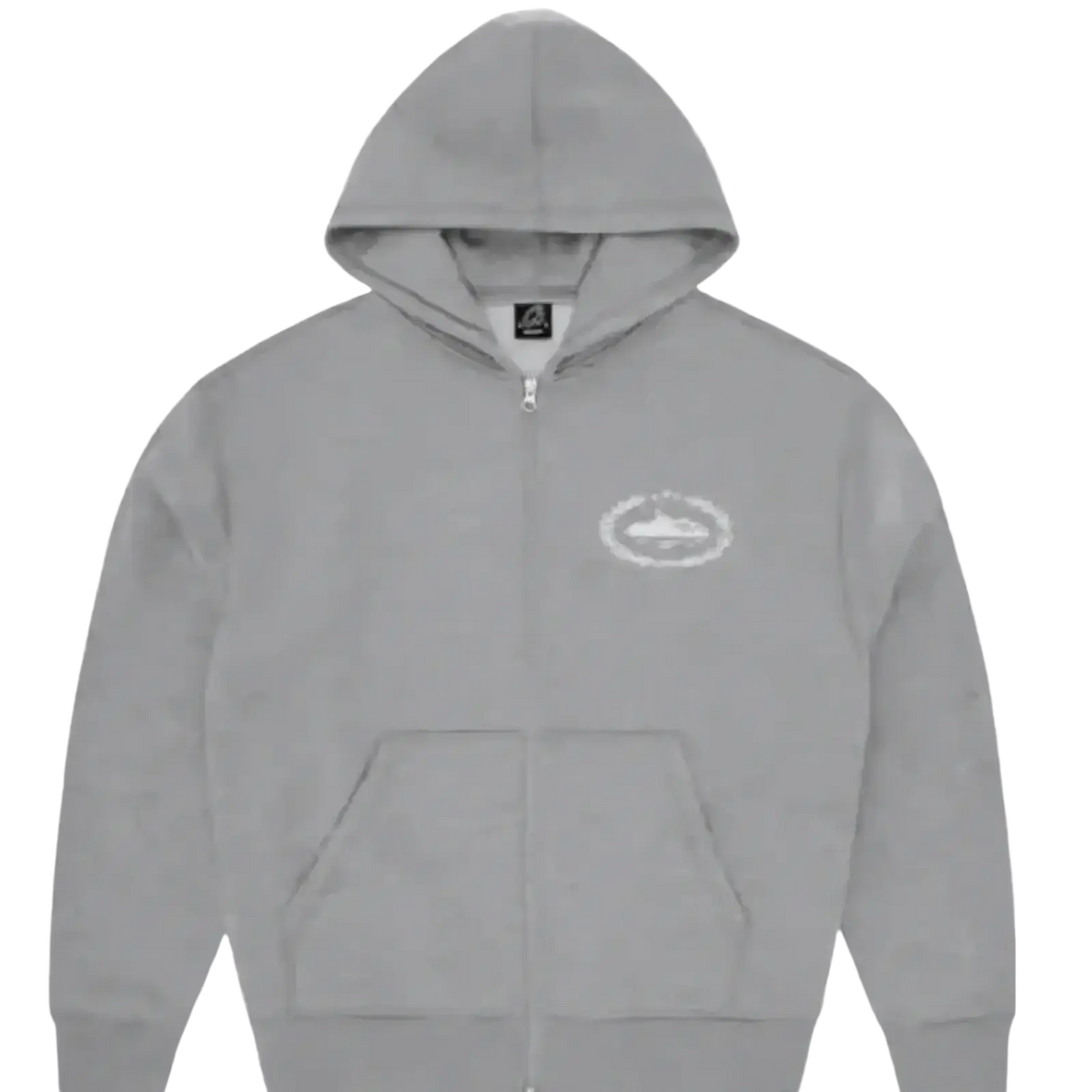 Gray betawoo men fleece zip up hoodie with white embroidered logo and matching hood made of soft fleece zip material