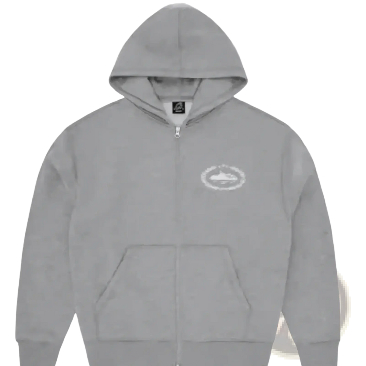 Gray betawoo men fleece zip up hoodie with white embroidered logo on chest in a soft comfortable fabric