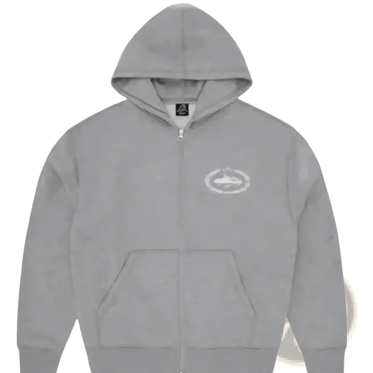Betawoo men fleece zip up hoodie in gray with white embroidered logo and front pocket for casual wear