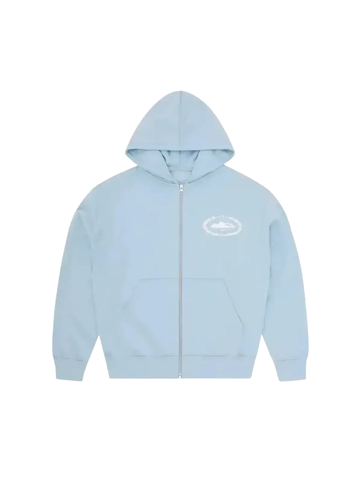 Betawoo men fleece zip up hoodie in light blue with subtle white logo, made of soft fleece zip material for warmth