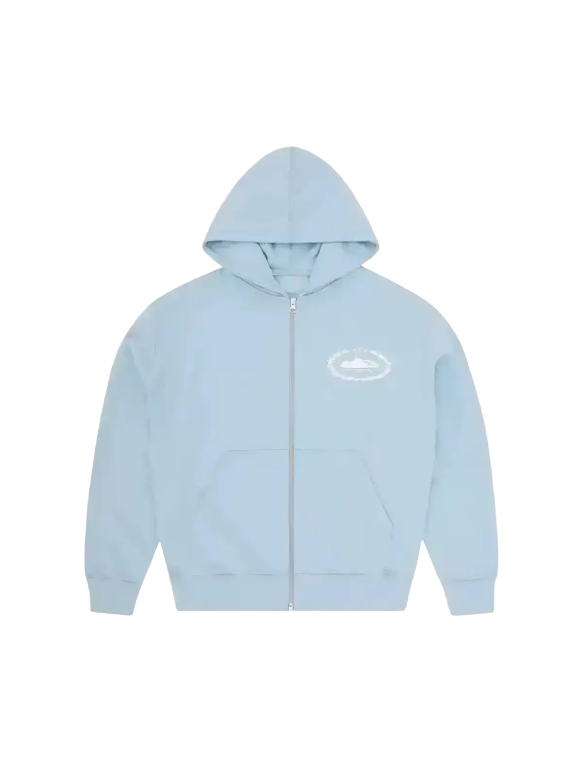 Betawoo men fleece zip up hoodie in light blue with subtle white logo and soft fleece zip material for comfort