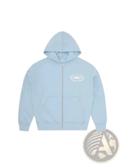 Betawoo men fleece zip up hoodie in light blue with a subtle white logo on the chest