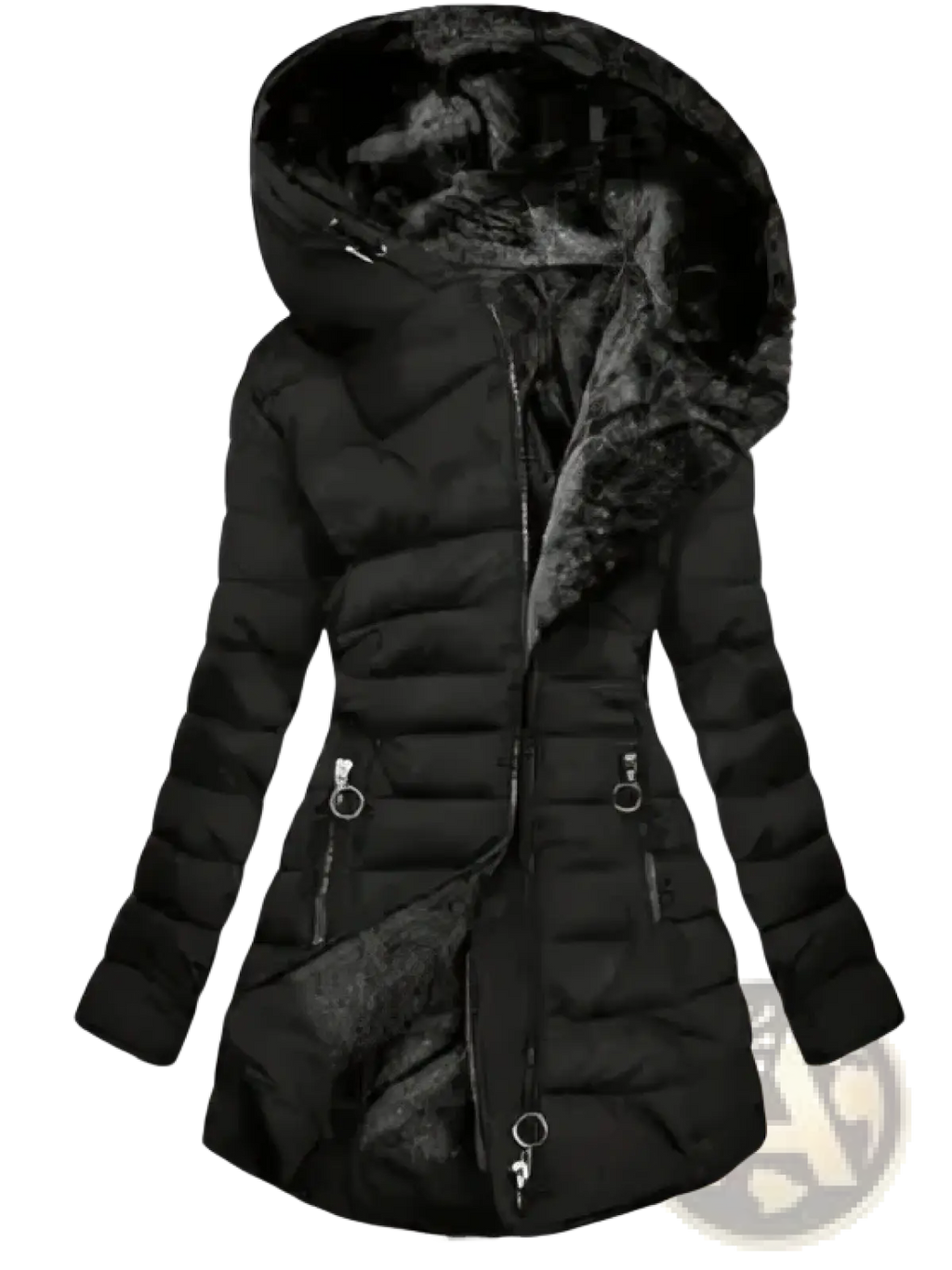 Betawoo women hooded fleece puffer jacket winter coat black quilted with plush faux fur lined hood and interior lining