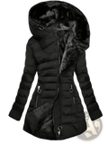 Betawoo women hooded fleece puffer jacket winter coat black quilted with plush faux fur lined hood and interior lining