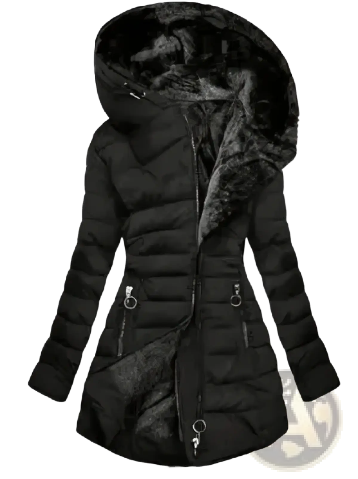 Betawoo women hooded fleece puffer jacket winter coat black quilted with plush faux fur lined hood and interior lining
