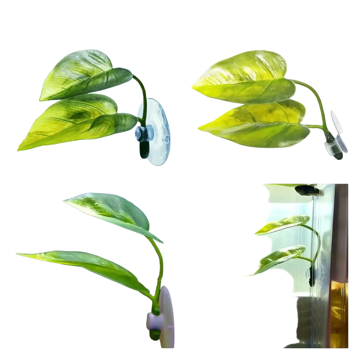 Green betta fish leaf hammock artificial aquarium plant with glossy leaves and suction cup base for decoration