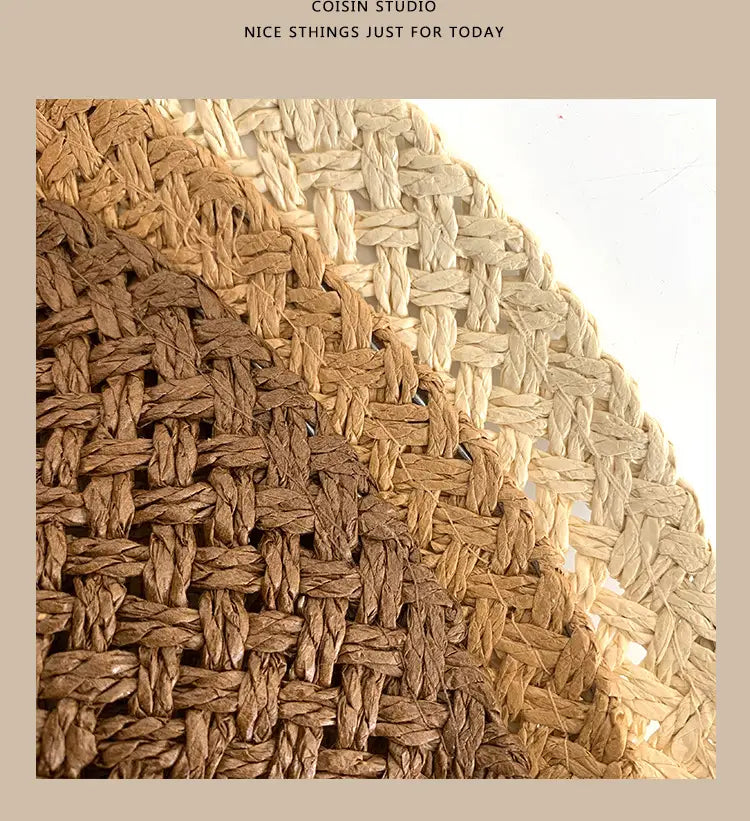 Woven straw cowboy hat for men featuring a natural textured pattern with a gradient of light beige to warm brown tones.