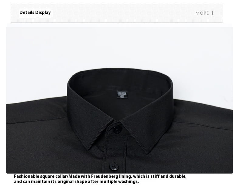 Herren Slim-Fit Business-Kleidhemd mit langem Arm in Schwarz mit starrem quadratischem Kragen aus Futter von Freudenberg.