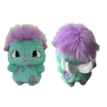 Bibble plush toy cute stuffed anime doll with teal fabric, fluffy purple hair, and pink nose