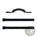 Black ergonomic bicycle carry handle strap with textured grip and two matching black velcro straps for folding bikes and scooters