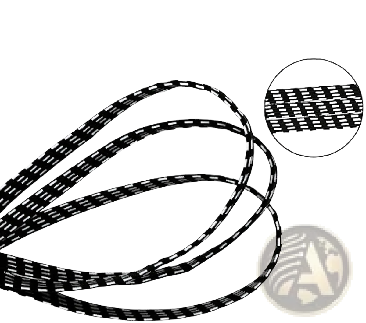 Black and white woven bicycle elastic cargo strap with hooks featuring reinforced three-in-one design for tensile strength