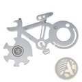 Silver bicycle multi-tool with built-in ruler and circular mirror made of 420 steel for versatile use