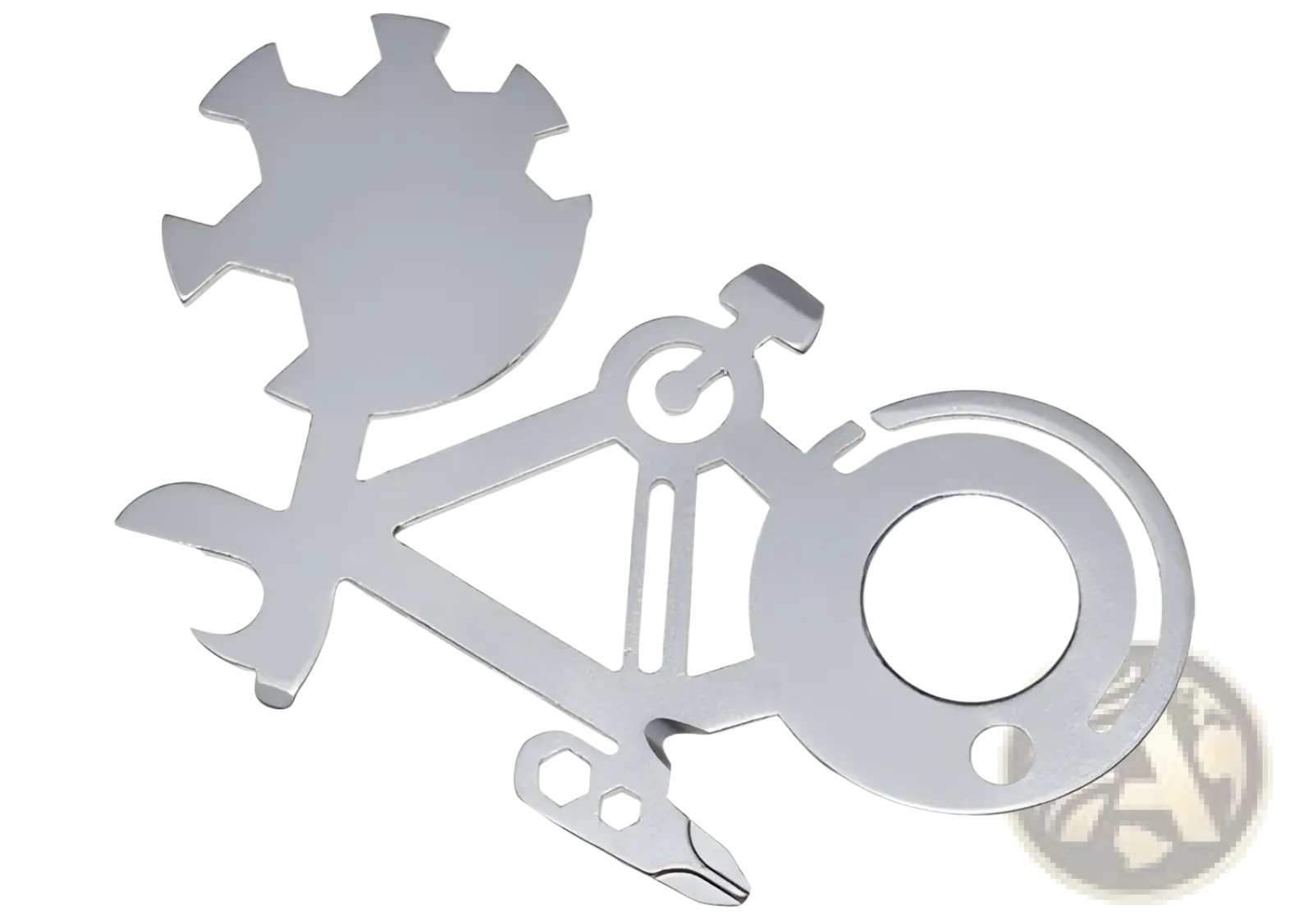 Silver 420 steel bicycle multi-tool with integrated wrench screwdriver mirror and ruler for versatile use